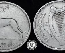 [#2517] - Ireland 1928 | ERROR | Irish 6d | Six Pence | Wolfhound | KM.5