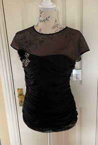 Elegant Joseph Ribkoff Black Ruched Top - UK 10 - BNWT