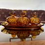 Bohemian Czech Art Deco Amber Glass Vanity Set Image 8