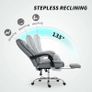 Office Chair, Reclining Executive Desk Chair with Spring Cushion, PU Leather, High Back, Footrest, Adjustable Height, Swivel Wheels, Grey Image 5