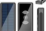 Solar Power Qi Wireless 20000mAh Powerbank Solar External Battery 4USB Ports Portable Phone Charger Fast Charging