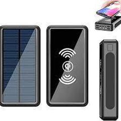 Solar Power Qi Wireless 20000mAh Powerbank Solar External Battery 4USB Ports Portable Phone Charger Fast Charging