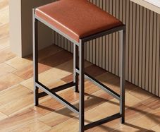 Bar Stools, Bar Chairs, Counter Height Kitchen Counter Stools with Footrests, Synthetic Leather Mid-Century Modern, 25-Inch Tall, for Kitchen, Dining Room, Counter, Cafe