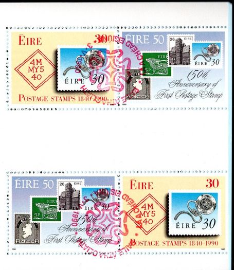 1990 Ireland Stamp Anniversary Stamp Booklet Fine Used with Dublin cancel of the 3rd May 1990 (first day). Note stamps only shown on the scans