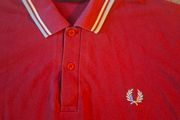 Fred Perry Maroon Polo Shirt White Light Blue Twin Tip Made in UK XL