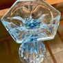 Vintage Art Deco Light Blue Pressed Glass Trumpet Vase made in Czechoslovakia 1930s Image 7