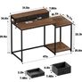 120cm Computer Desk with 3 Drawers, Printer Shelf and Monitor Stand Walnut Wooden Brown Home Office Desk with Reversible Storage Shelves and 2 Hooks, Workstation for PC Study Writing Gaming Image 2