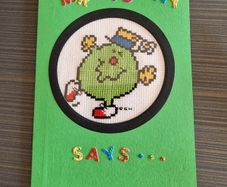 Homemade x-stitch cards:- Mr Men:- Mr Funny