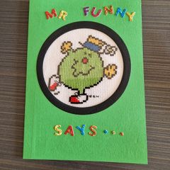 Homemade x-stitch cards:- Mr Men:- Mr Funny