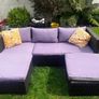 Rattan L shape garden lounge set with table Image 2