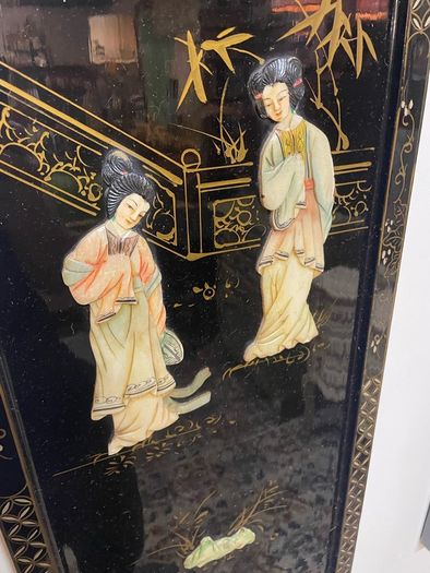 FLASH SALE ! WAS 295 NOW 225! Pair of Chinese Lacquered Wood Panels.