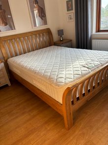 Solid Oak Sleigh King Size Bed