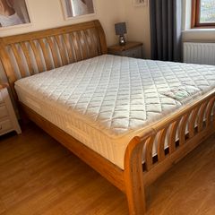 Solid Oak Sleigh King Size Bed
