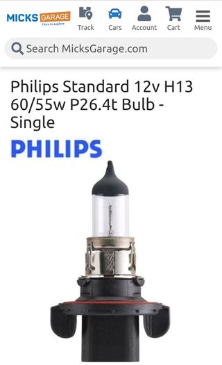 Philips H13 9008 car headlight bulbs x 2