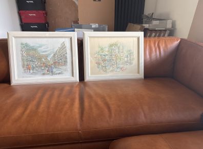 2 x Framed pictures of Paris