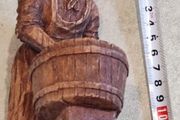 Vintage French Hand Wood Carving Figurine Of A Lady Hand Washing Cloth
