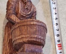 Vintage French Hand Wood Carving Figurine Of A Lady Hand Washing Cloth