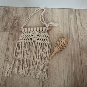 Nursery Decor Set | wall hanging Macrame + Rattan Rattle