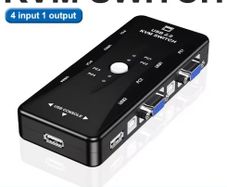 Switch Box Adapter, One-Button Swapping, 4 VGA Cables not Included, Ideal for PCs, Keyboard, Mouse, Scanner, Printer
