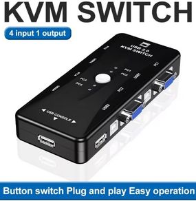 Switch Box Adapter, One-Button Swapping, 4 VGA Cables not Included, Ideal for PCs, Keyboard, Mouse, Scanner, Printer
