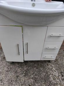 sink with mixer tap and cabinet