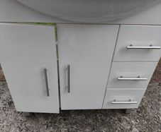 sink with mixer tap and cabinet