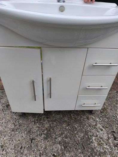 sink with mixer tap and cabinet
