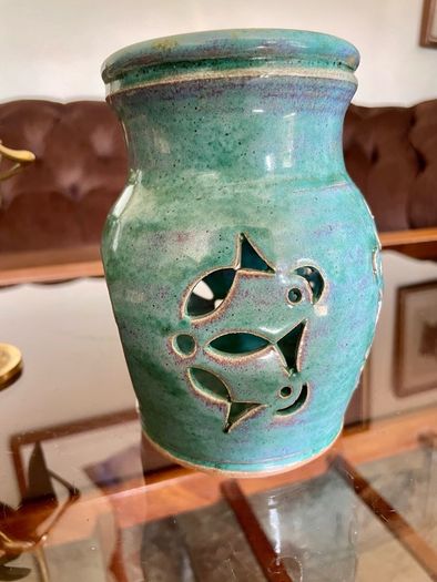 Vintage Michael Kennedy Sligo Handmade Oil Burner Turquoise Burren Blue