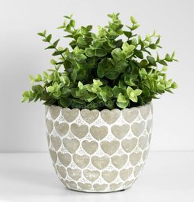Grey Hearts Cement Plant Pot