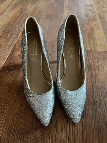 Silver glitter high heels