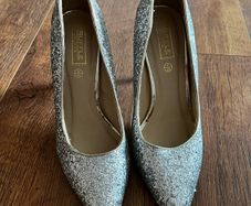Silver glitter high heels