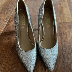 Silver glitter high heels