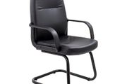New Leather Look Visitor Chair Cantilever Legs Black