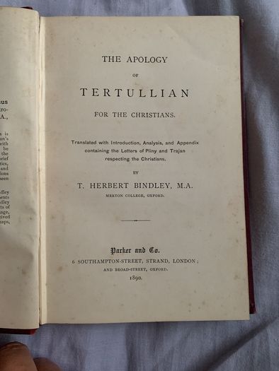 The Apology of Tertullian antique book 1890