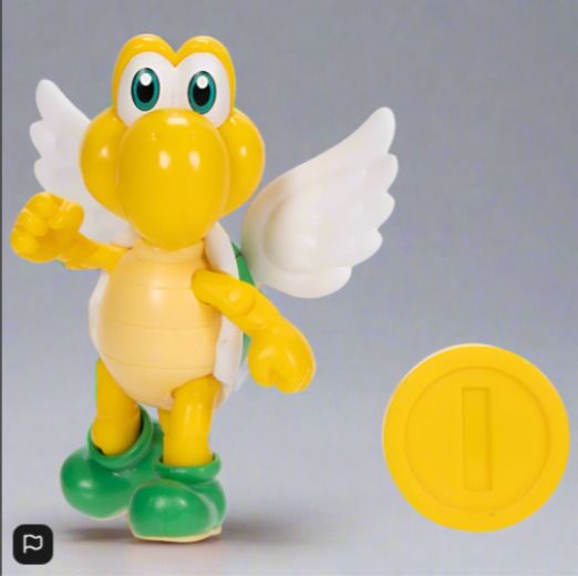 BRAND NEW Super Mario Action Figure Green Para Koopa Troopa with Coin 10cm