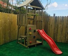 Wooden climbing frame & slide