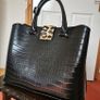 DUNE Black Reptile Effect Tote Bag Image 4
