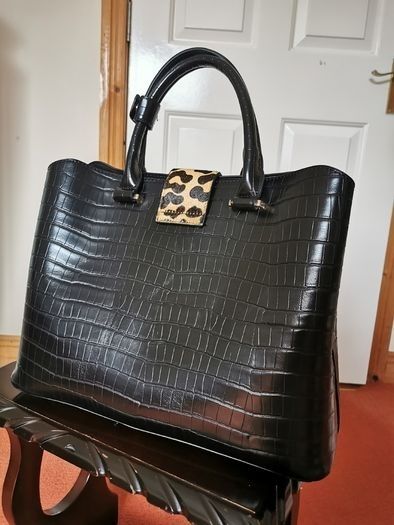 DUNE Black Reptile Effect Tote Bag