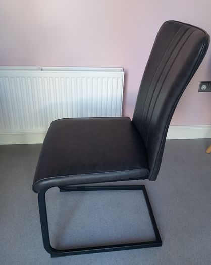 Set of 4 dark grey faux leather dining chairs