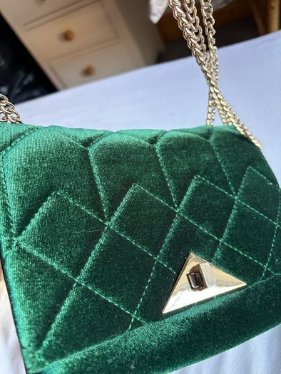 Olga Berg green velvet bag