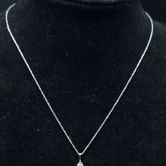 Vintage 9ct White Gold Pear CZ Pendant Necklace Fully Hallmarked Dublin 40cm