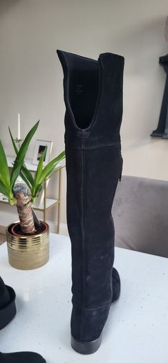 OFFICE black suede Over the Knee (OTK) high boots Sz 7 (Fit 7-8UK) - Rrp 150 (New)