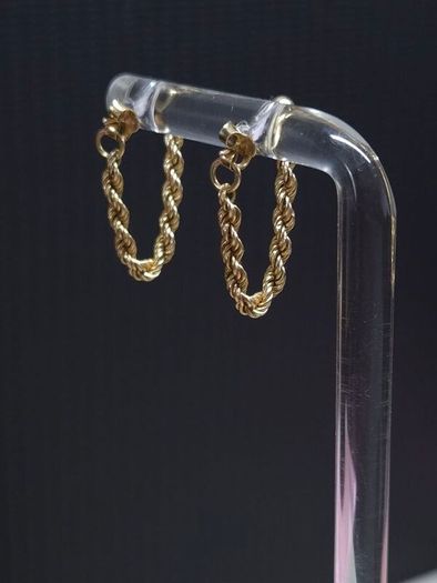 Vintage 9ct Gold Rope Drop Earrings Italy Dublin Import Hallmarked 0.88g
