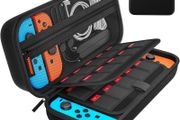 Carrying Case Compatible with Nintendo Switch/OLED Model, Travel Case with 20 Game Cartridges, Protective Hard Shell Pouch for Switch &amp; OLED Accessories, Black