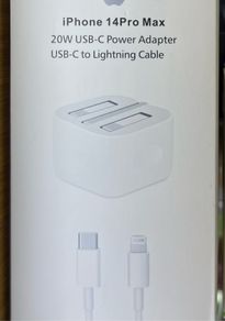 Apple iPhone 14 Pro Max  20 watt power adapter with USB Type C to lightning fast charging cables