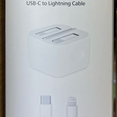 Apple iPhone 14 Pro Max 20 watt power adapter with USB Type C to lightning charging cables