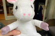 Cuddly white and pink unicorn