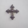 a vintage  solid silver cross penden  with 5 pink stones on it Image 4