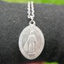 Vintage Sterling Silver 925 Virgin Mary  Medal Necklace - Religious Christian Silver Gift Pendant for Men and Women - Catholic Gift 9.0g length 18" Image 2