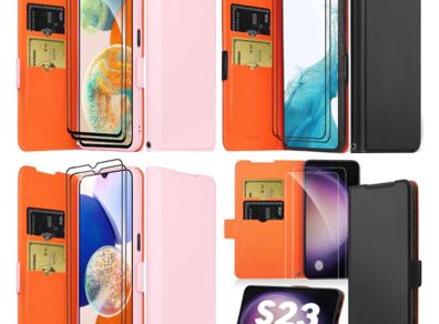 Brand New Holidi Samsung phones Book Cover, with 2 Pieces Film,